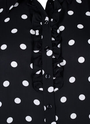 Zizzi Chemise à pois à jabots, Black W. White Dot, Packshot image number 2