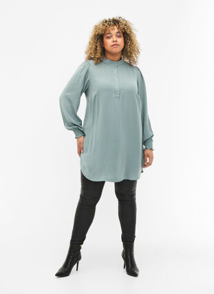 Zizzi Tunique avec des smocks, Chinois Green, Model image number 2