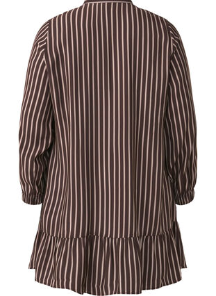 Zizzi Robe courte à rayures et jabot, Hot Fudge Stripe AOP, Packshot image number 1