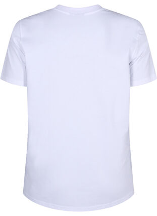 Zizzi T-shirt basique en coton à col rond, Bright White, Packshot image number 1