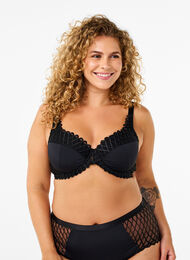 Soutien-gorge rembourré avec armature et détails en dentelle, Black, Model