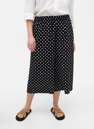 Zizzi Pantalon ample avec imprimé, Black Dot, Model image number 2