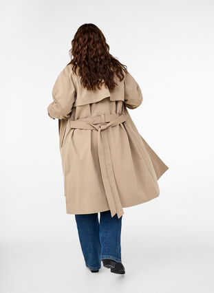 Zizzi Trench coat long classique avec ceinture, Chinchilla, Model image number 1