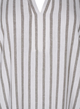 Zizzi Robe tunique rayée en mélange de lin et de viscose, White Stripe, Packshot image number 2