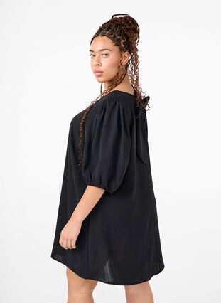 Zizzi Robe courte avec nœud dans le dos, Black, Model image number 1