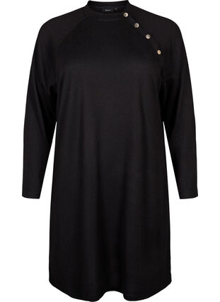 Zizzi Robe en jersey avec boutons, Black, Packshot image number 0