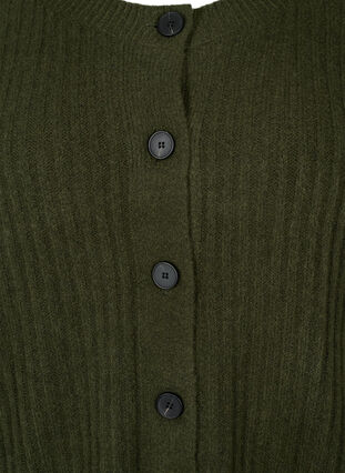 Zizzi Cardigan tricoté côtelé avec boutons, Forest Night Mel., Packshot image number 2