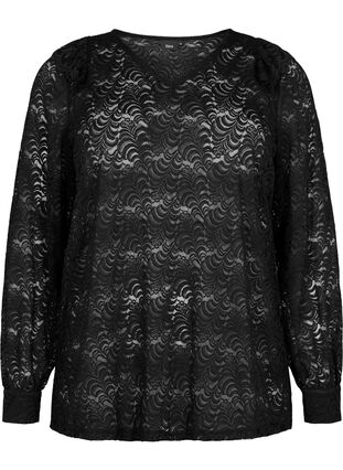 Zizzi Blouse en dentelle à manches longues, Black, Packshot image number 0