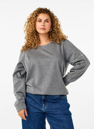 Sweat-shirt avec coutures contrastées, Medium Grey Mél, Model