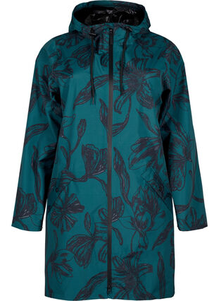 Zizzi Veste de pluie avec impression, Deep Teal Black, Packshot image number 0