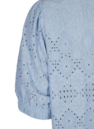 Zizzi Robe courte avec col en V et motifs à trous, Cashmere Blue, Packshot image number 3