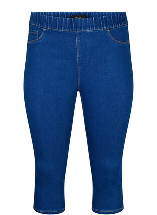 Zizzi  Pantacourts en jean avec ceinture élastique, Dark Blue Denim, Packshot image number 0