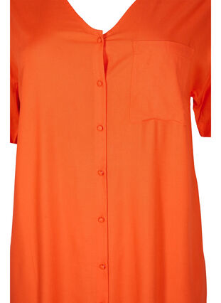 Zizzi Robe chemise à manches courtes en viscose, Mandarin Red, Packshot image number 2