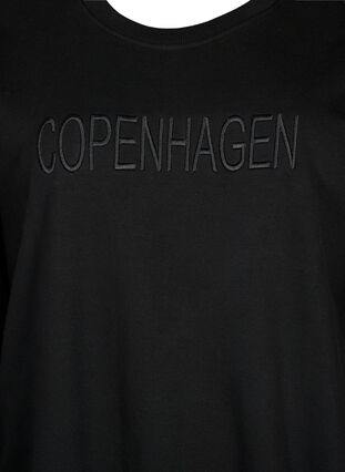 Zizzi Sweat-shirt avec texte brodé, Black Copenhagen , Packshot image number 2