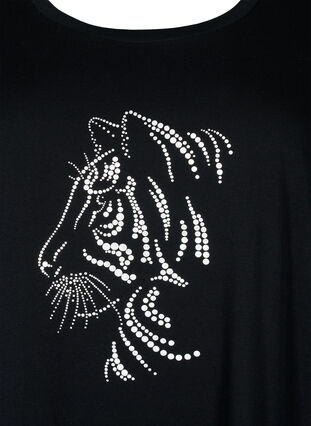 Zizzi T-shirt en coton avec motif, Black w. Lion, Packshot image number 2