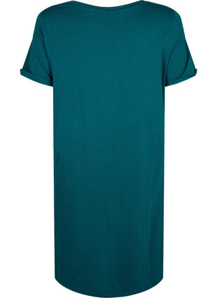 Zizzi Chemise de nuit à manches courtes en coton biologique, Deep Teal Sleep, Packshot image number 1