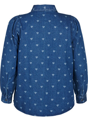 Zizzi Chemise en jean avec des cœurs, L. Blue D. W. Heart, Packshot image number 1