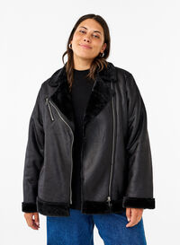 Veste de pilote en similicuir, Black, Model