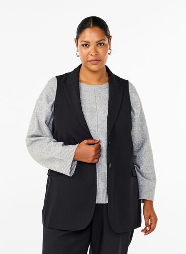 Zizzi Gilet avec col et poches, Black, Model image number 0