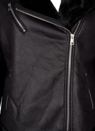 Zizzi Veste de pilote en similicuir, Black, Packshot image number 3