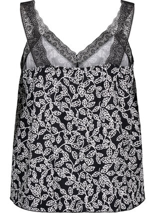 Zizzi Haut en dentelle en viscose, Black w. Wh.Leaf AOP, Packshot image number 1