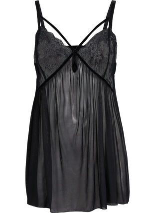 Zizzi Nuisette transparente avec dentelle, Black, Packshot image number 0