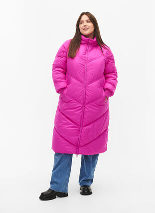 Zizzi Longue veste polaire d'hiver, Rose Violet, Model image number 0