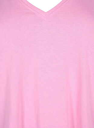 Zizzi FLASH - T-shirt avec col en V, Begonia Pink, Packshot image number 2