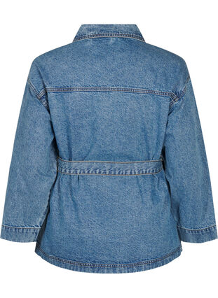 Zizzi Veste en jean avec une ceinture à nouer, Blue Denim, Packshot image number 1