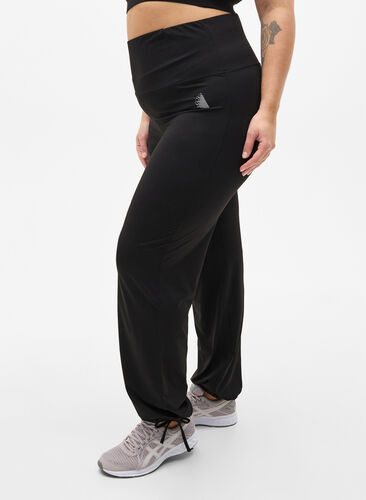 Zizzi Pantalons de survêtement amples avec cordon, Black, Model image number 0
