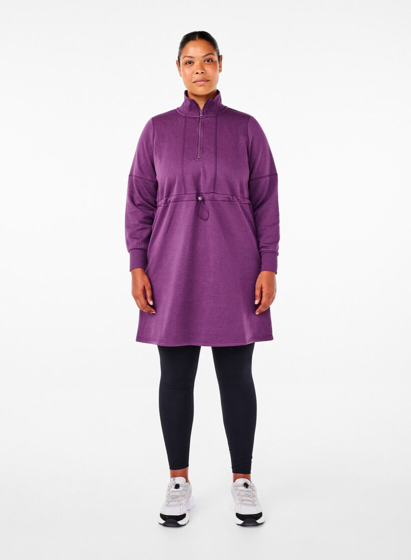 Zizzi Robe courte à col montant et taille ajustable, , Model, 1