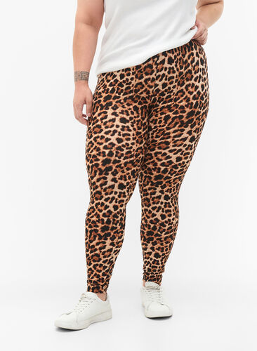 Zizzi Leggings en viscose à imprimé léopard, Leo, Model image number 0