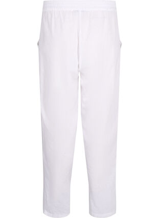 Zizzi Pantalon en coton uni avec du lin, Bright White, Packshot image number 1