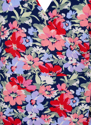 Zizzi Robe portefeuille imprimée à manches courtes, Multi Big Flower AOP, Packshot image number 2