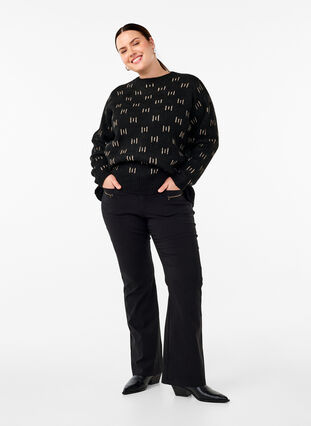 Zizzi Pull à motifs, Black Mel. Nomad, Model image number 2