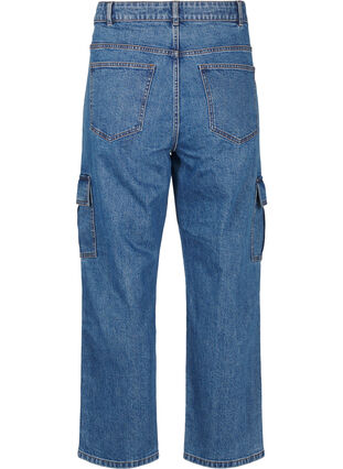 Zizzi Jean cargo à taille haute, Blue Denim, Packshot image number 1