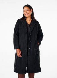 Manteau long en laine avec des poches, Black, Model