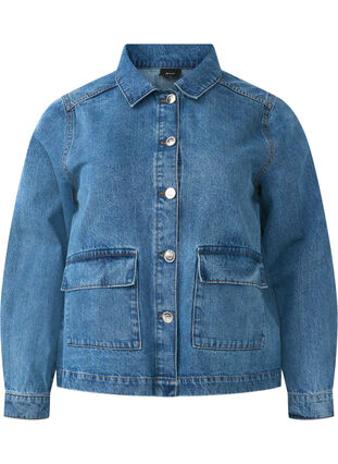 Zizzi Veste chemise en jean avec poches, Blue Denim, Packshot image number 0