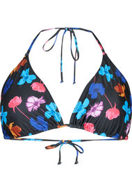 Soutien-gorge de bikini triangle avec imprimé, Black Flower AOP, Packshot