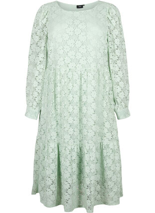 Zizzi Robes en dentelle avec manches longues, Pastel Green , Packshot image number 0