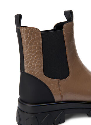 Zizzi Large - Bottine Chelsea croco en cuir, Pine Bark, Packshot image number 3