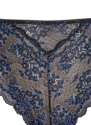 Zizzi String avec dentelle de couleur contrastante, Black w Blue , Packshot image number 2