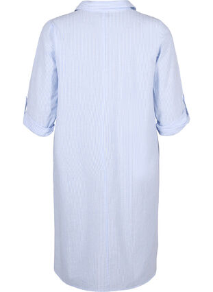 Zizzi Robe rayée en coton et lin, Serenity Wh. Stripe, Packshot image number 1