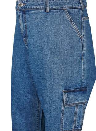 Zizzi Jean cargo à taille haute, Blue Denim, Packshot image number 2