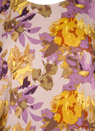 Zizzi Chemisier à smocks avec imprimé floral, Purple Flower, Packshot image number 2