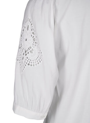 Zizzi Chemisier à volants et broderie anglaise, Bright White, Packshot image number 3