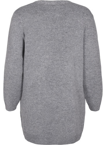 Zizzi Long cardigan tricoté avec poches, Medium Grey Melange, Packshot image number 1