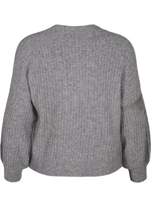 Zizzi Cardigan mélangé en tricot côtelé, Light Grey Melange, Packshot image number 1