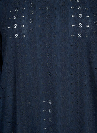 Zizzi Blouse avec broderie anglaise et manches 7/8, Navy Blazer, Packshot image number 2