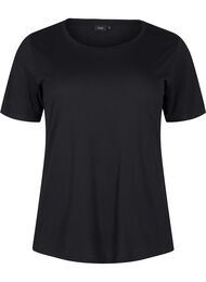 T-shirt en laine et viscose, Black, Packshot